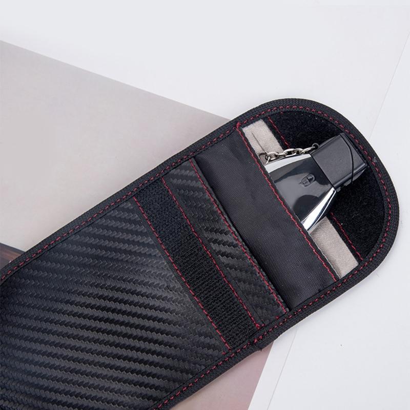 Protector Bag for Car for Key Fob Leather Car for Key Signal Blocking Pouch for Case for Car Security Anti-Theft Black R