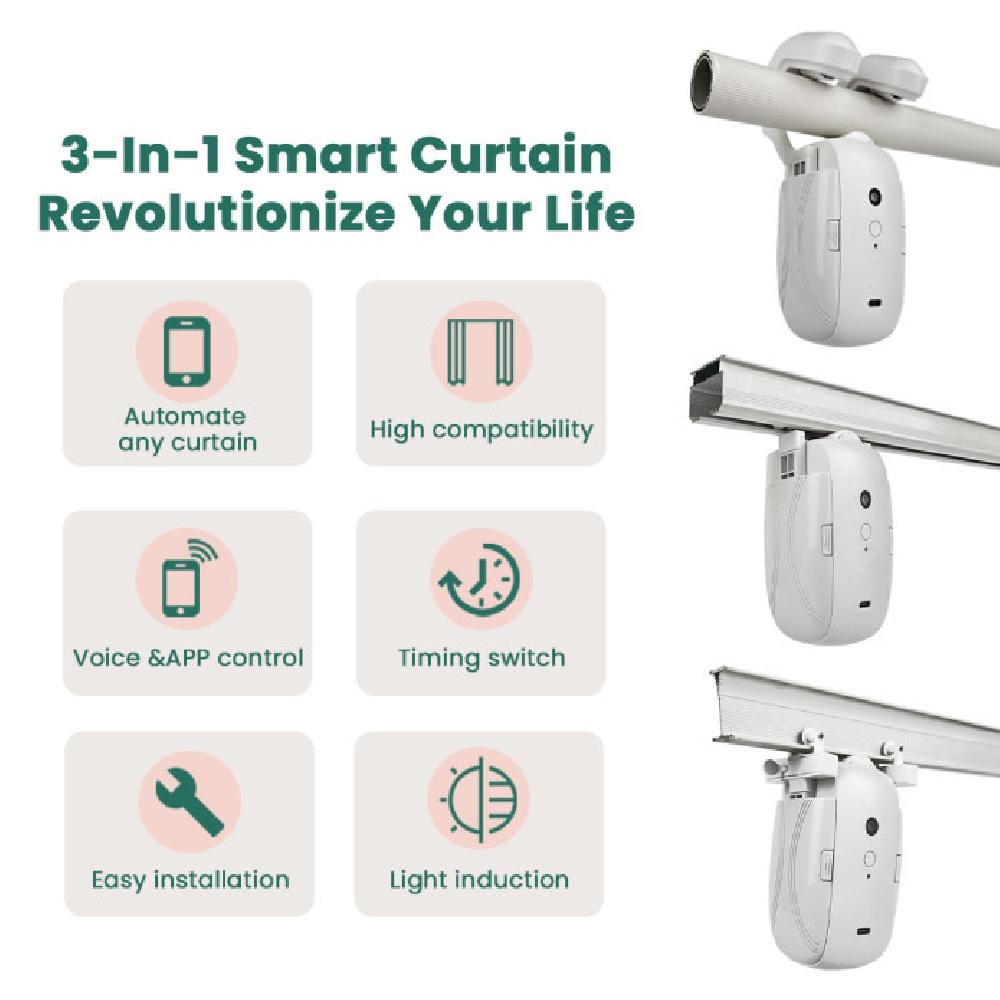 Intelligenter automatischer Vorhangöffner, Hochleistungs-Vorhangrobotermotor, geeignet für römische Stangen, T-förmige/U-förmige Schienen