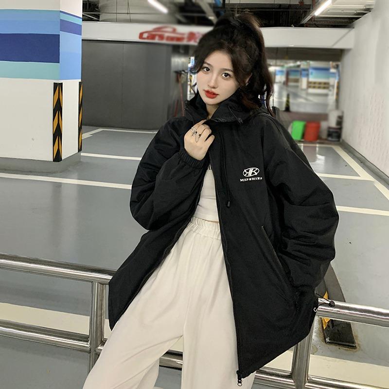 Men Women Hoodie Hooded Baseball Jacket Long Sleeves Loose Casual