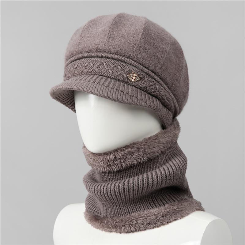 Kaninchenfell Strickwollmütze Kinder Herbst und Winter Vielseitig Winter Warm Kaltmütze Schirmmütze