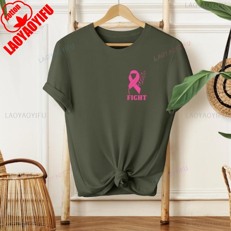 Breast Cancer Shirt Pink Ribbon Pocket October Warrior Short Sleeve New Arrival Breathable Cancer Support Tee For Wounisex Unisex