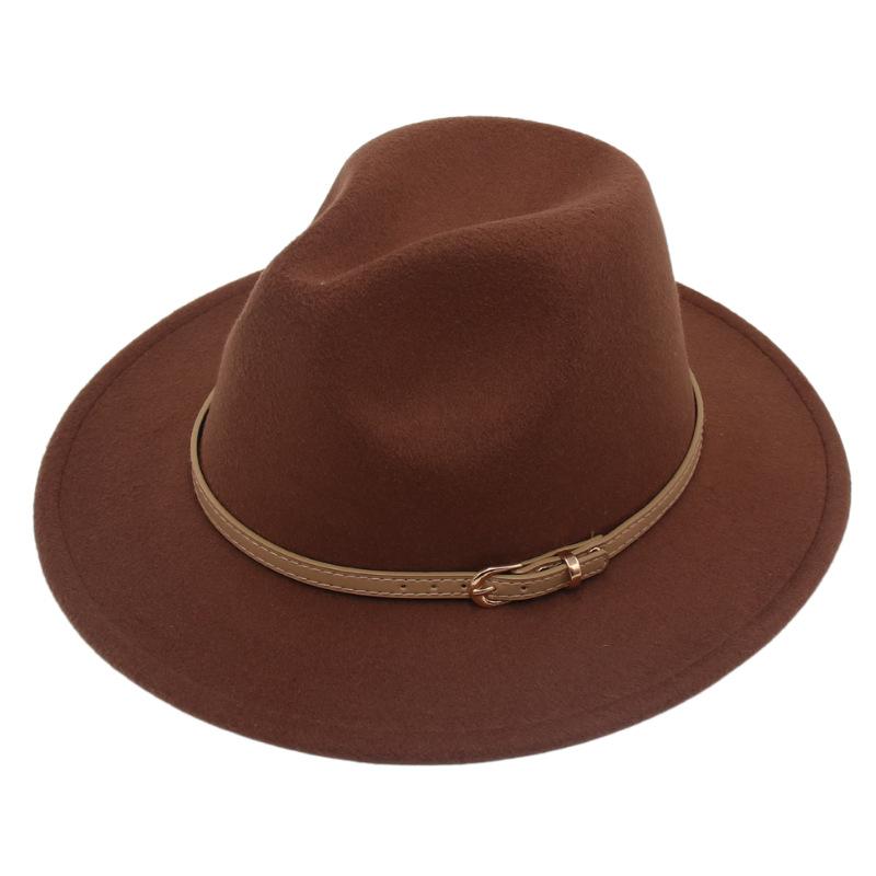 Fedora Spring And Summer Small Belt Felt Hat Percussion Performance Jazz Hat Woolen Top Hat Big Eaves Hat