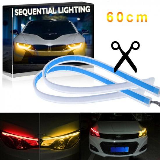 2× LED DRL Car Styling Daytime Running Light Strip For Headlight Accessories