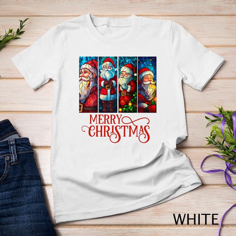 Masterpiece Stained Glass Santa Claus Christmas Funny Christmas T-Shirt 110