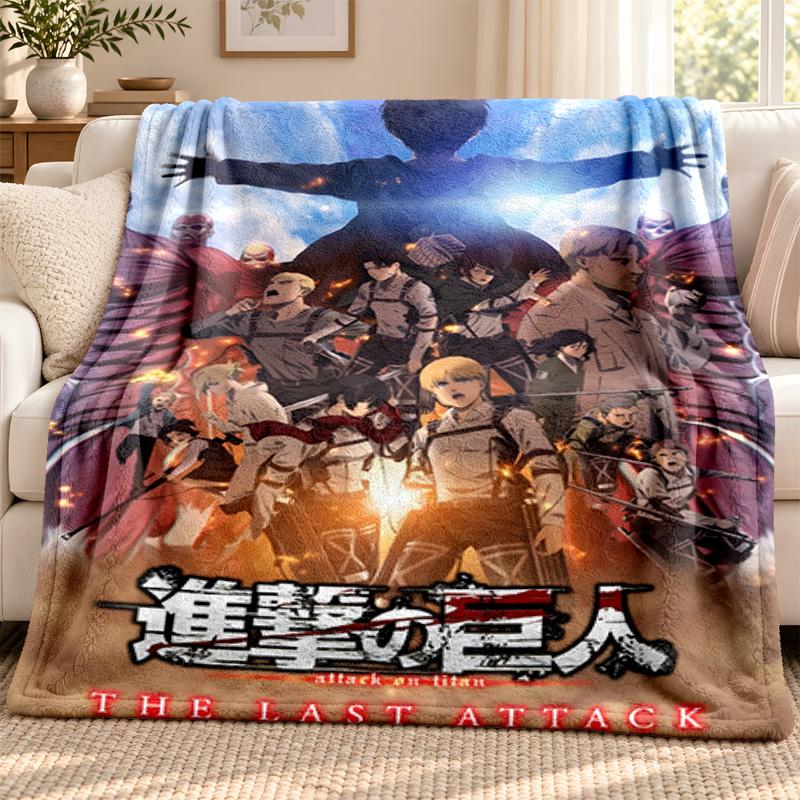 Attack on Titan blanket Flannel Blanket Soft Cozy Plush Throw for Sofa Bed Lightweight Home Decoration Outdoor camping