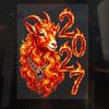 Red Sheep Head Pattern Clings Chinese New Year Window Stickers, 2027 Goat Static Clings, Reusable PVC Stickers Lunar Xmas Decor for Home Shop
