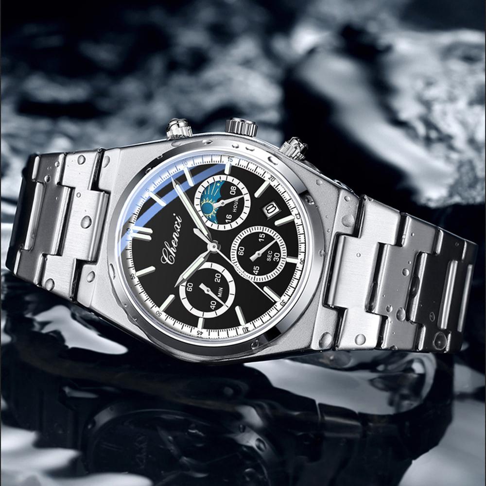 Luxury Watches for Man Quartz Business Men Watch Waterproof Luminous Stainless Steel Chronograph Men Clock