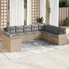 VidaXL Garden Furniture Set with Cushions 10 Pcs Beige Braided Resin 3219159