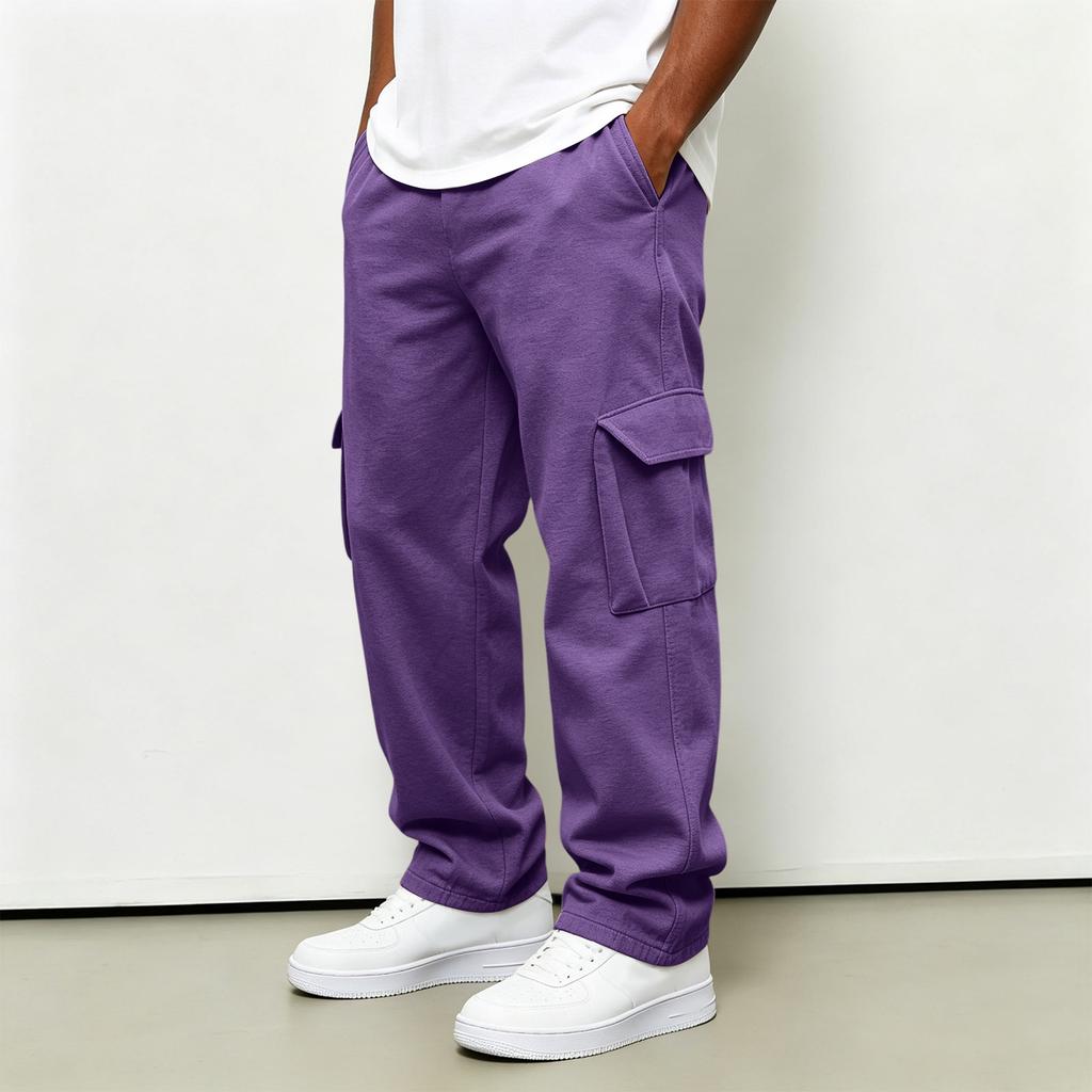 Men's Casual Jogger Pants 4 Pocket Cargo Sweatpants with Drawstring Elastic Waist Straight Leg