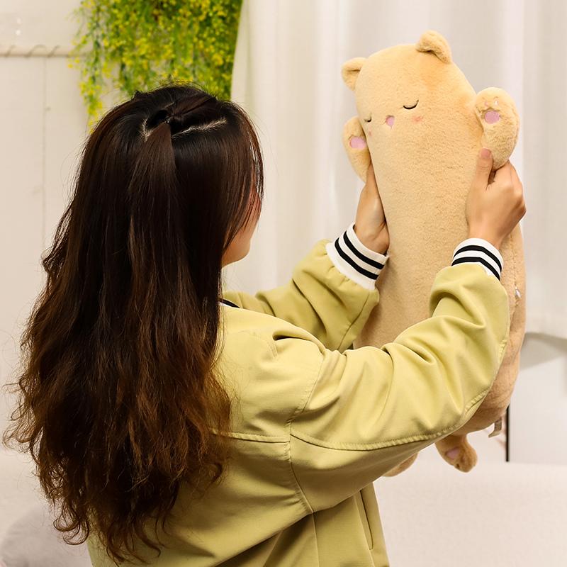 Cartoon Sleepy Cat Plush Toy Kawaii Long Pillow Soft Warm Kitty Doll Stuffed Animal Cushion Birthday Gift Room Bed Decoration