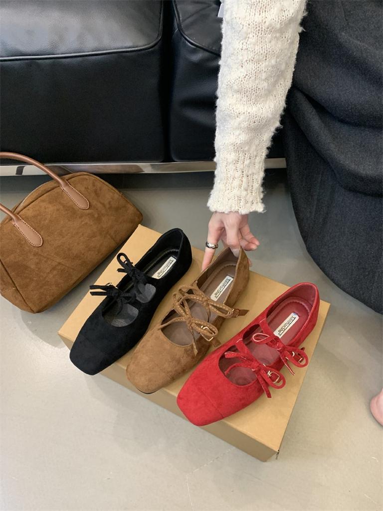 IPPEUM Women Ballet Flats Red 2025 New Summer Mary Janes Zapatos De Mujer Ballerina Shoes