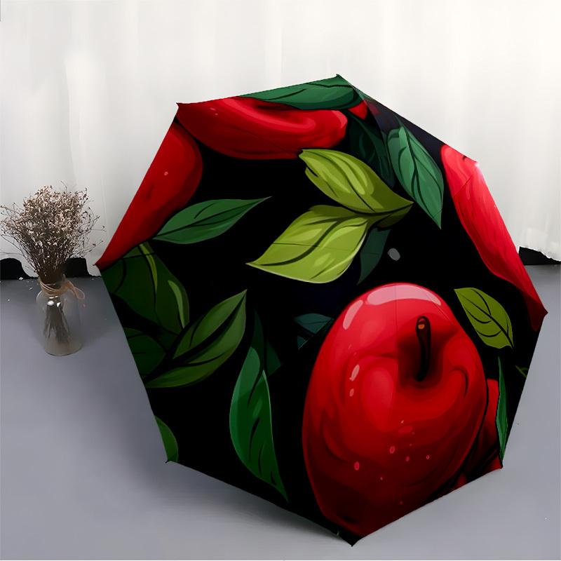 1pc Apple, FruitAutomatic Folding Umbrella, Portable & Foldable Design with 8 Ribs, Casual Outdoor Accessory Yy250804274