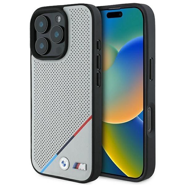 Bmw Bmhmp16L23Pupdg Iphone 16 Pro 6.3Szary/Grey Hardcase M Perforated Tricolor Line Magsafe