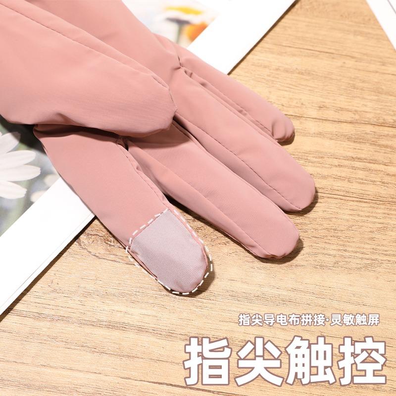 Warm gloves autumn and winter piled thickened cute bow haircut outdoor riding women's driving gloves