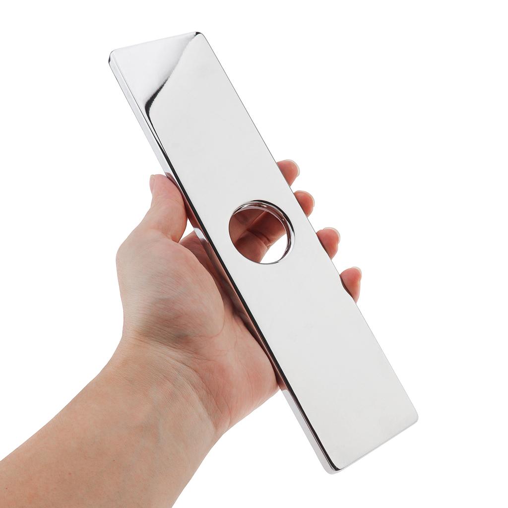 Black Silver 1 or 3 Hole Long Rectangle Faucet Cover Plate Escutcheon for Bathroom Kitchen Vanity Sink