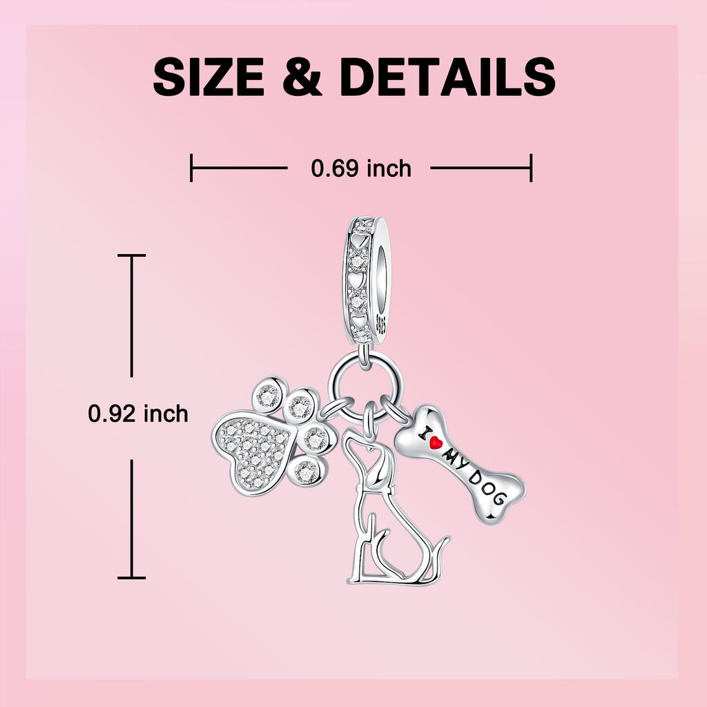 Copper Cute Dog Bone Dog Claw Pendant Charm Fit Original Charms Bracelets Women Diy Jewelry Gift