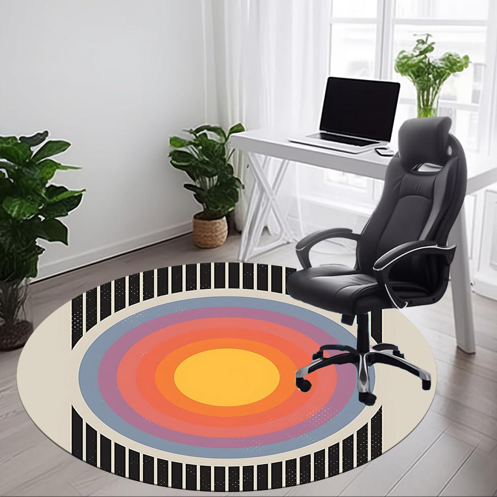 1pc Sunburst Gradient Office Round Area Rug, Indoor Mat Suitable For Office, Under Office Chairs Bedroom Living Room Home Decor, Room Deco
