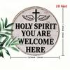 Vintage Holy Spirit Dove Cross Bohemian Metal Wall Art Rustic White Finish Home Decor