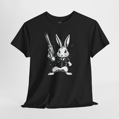 Bunny Gun Tee, Cute Unisex Graphic T-Shirt, Custom Design Gift, Funny Rabbit Top.