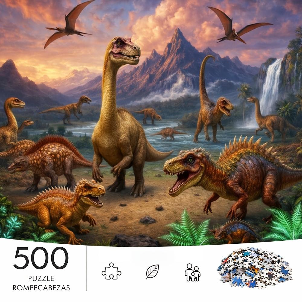 500pcs/Puzzle Game for Endurance And Logic Training - Exquisite Puzzle - (Prehistoric Dragon Gathering Foreground Ferocious Sauropod Confronting Mid-G