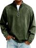 Men's Washed Solid Color Pure Cotton Hoodie with Stand-Up Collar and Half-Zip Closure for Autumn/Winter
