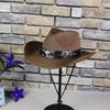 European and American New Cow Head Belt Straw Hat Tibetan Western Cowboy Top Hat Foldable Ethnic Style Big Edge Sun Protection Hat