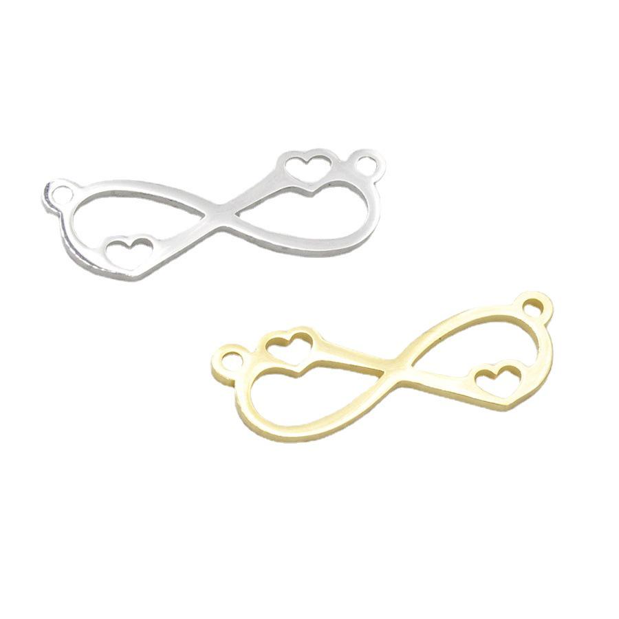 Polished Stainless Steel Heart-Infinity Double Pendant Necklace