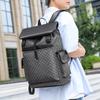 Schultasche Rucksack PU Karomuster Mode Retro Trend Herrenrucksack Große Kapazität Spritzwassergeschützt Laptop-Rucksack