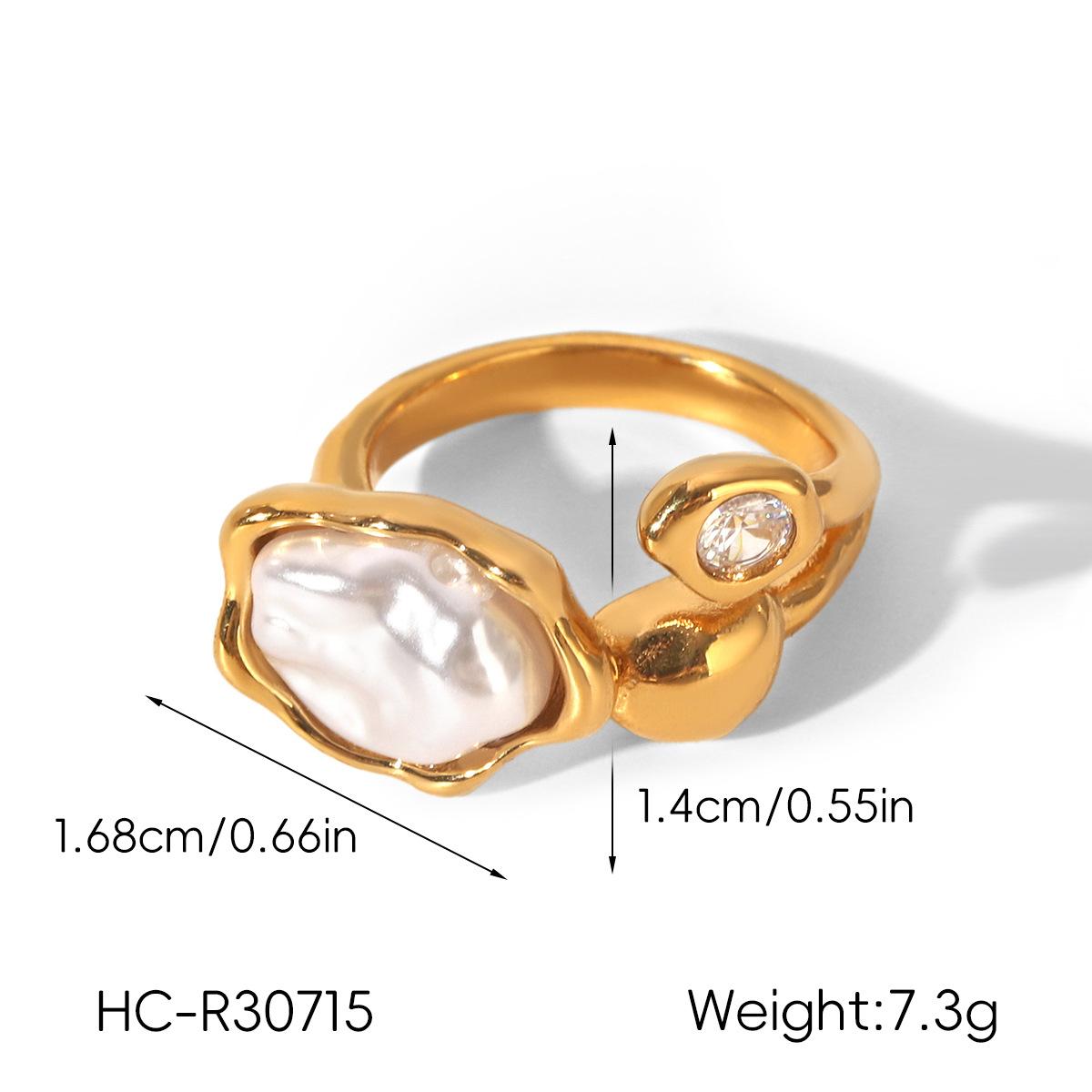 

Phoenix Trend 18K Gold Stainless Steel Baroque Pearl Ring Niche High-end Hand Jewelry Design
