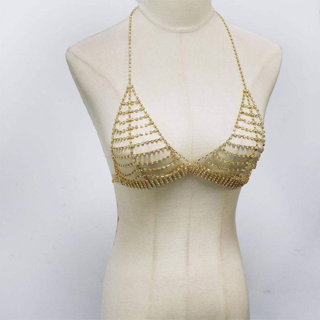 European And American Jewelry, Sexy Chain Rhinestone Breast Chain, Beach Music Party Wear Chest Jewelry