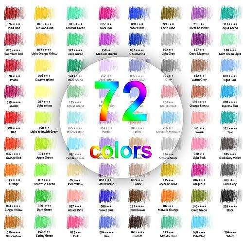 HIFORNY 75-Piece Colored Pencil Set for Adults, 72 Colored Pencils with Extras, Artist Soft Core, Vibrant Colors, for Adults, Beginners, and Kids