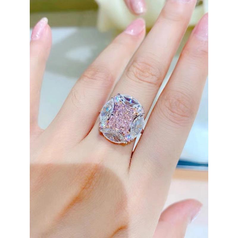 Hochwertiger Damen-Diamantring in Kaugummipink: Verstellbar, Leichter Luxus, Super Funkelndes Design