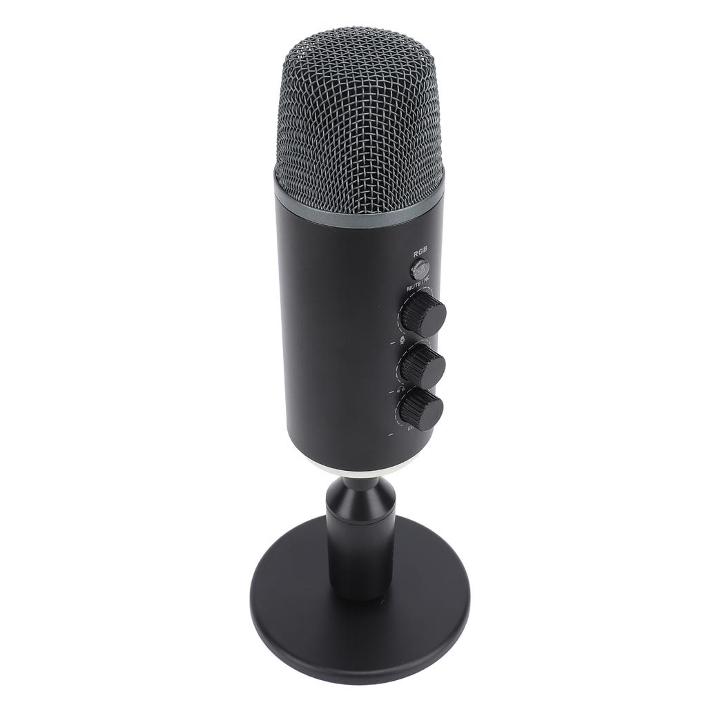 Microphone de Gaming Son HiFi Volume Réglable USB PC Microphone à Condensateur avec Muet et Lumières RVB pour