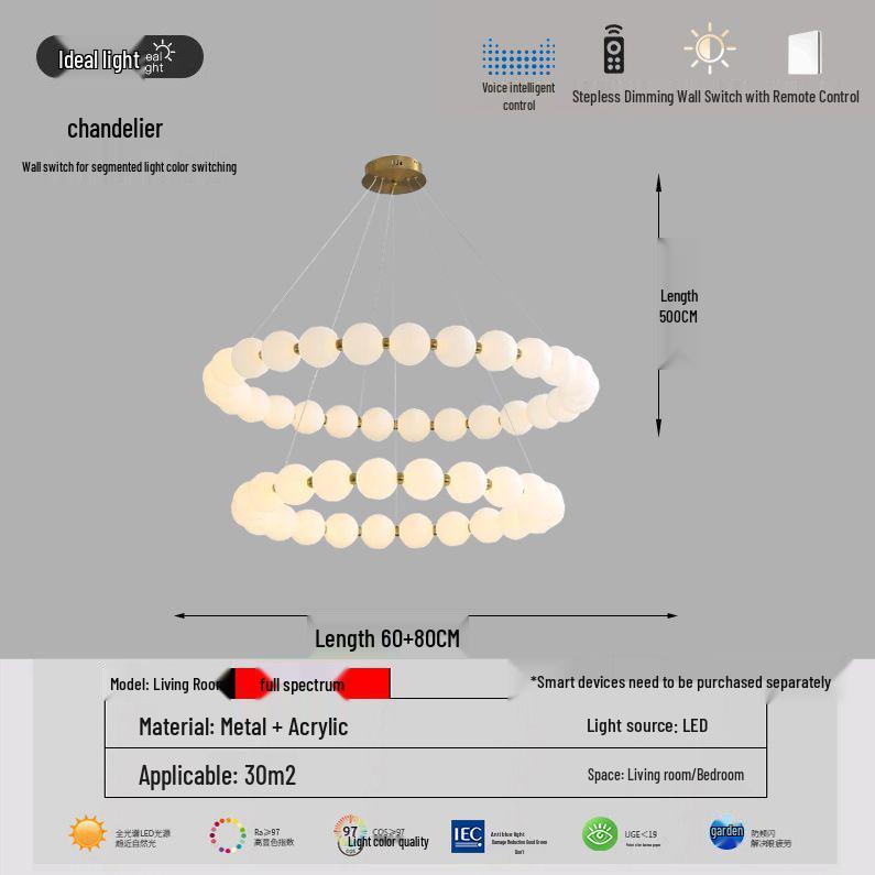 Italian Cream Minimalist LED Pendant Lamp for Living Room and Stairwell