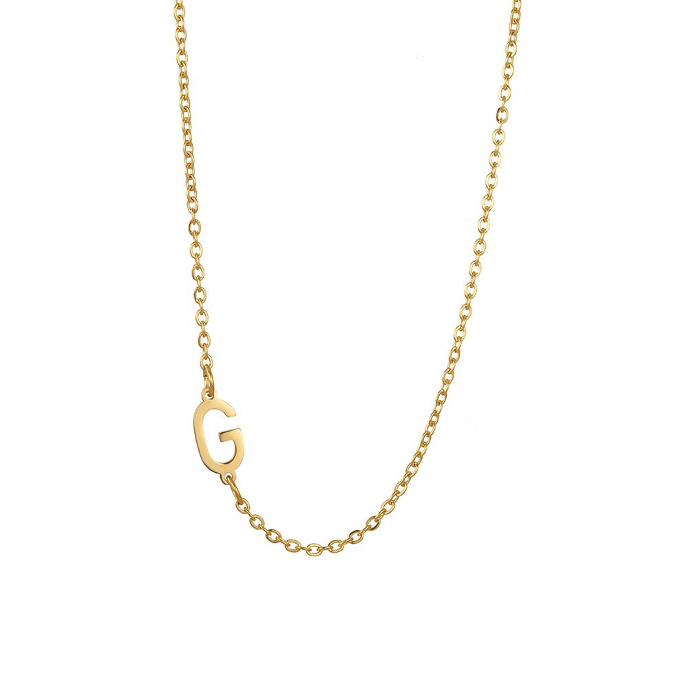 Cazador Sideways Tiny Letter Initial Necklaces A-Z Letters Necklace Stainless Steel Necklace For Women Gift Anniversary Jewelry