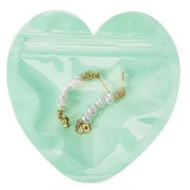5/10/20PCS Colored PVC Heart-shaped Jewelry Self Sealing Bag Wedding Christmas Love Gift Sealed Bag Candy Packaging Bag