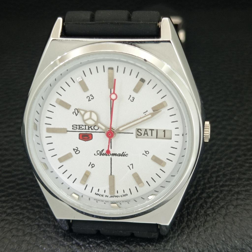REFURBISHED SEIKO 5 AUTOMATIC 6309A VINTAGE JAPAN MENS WHITE WATCH a442873-1