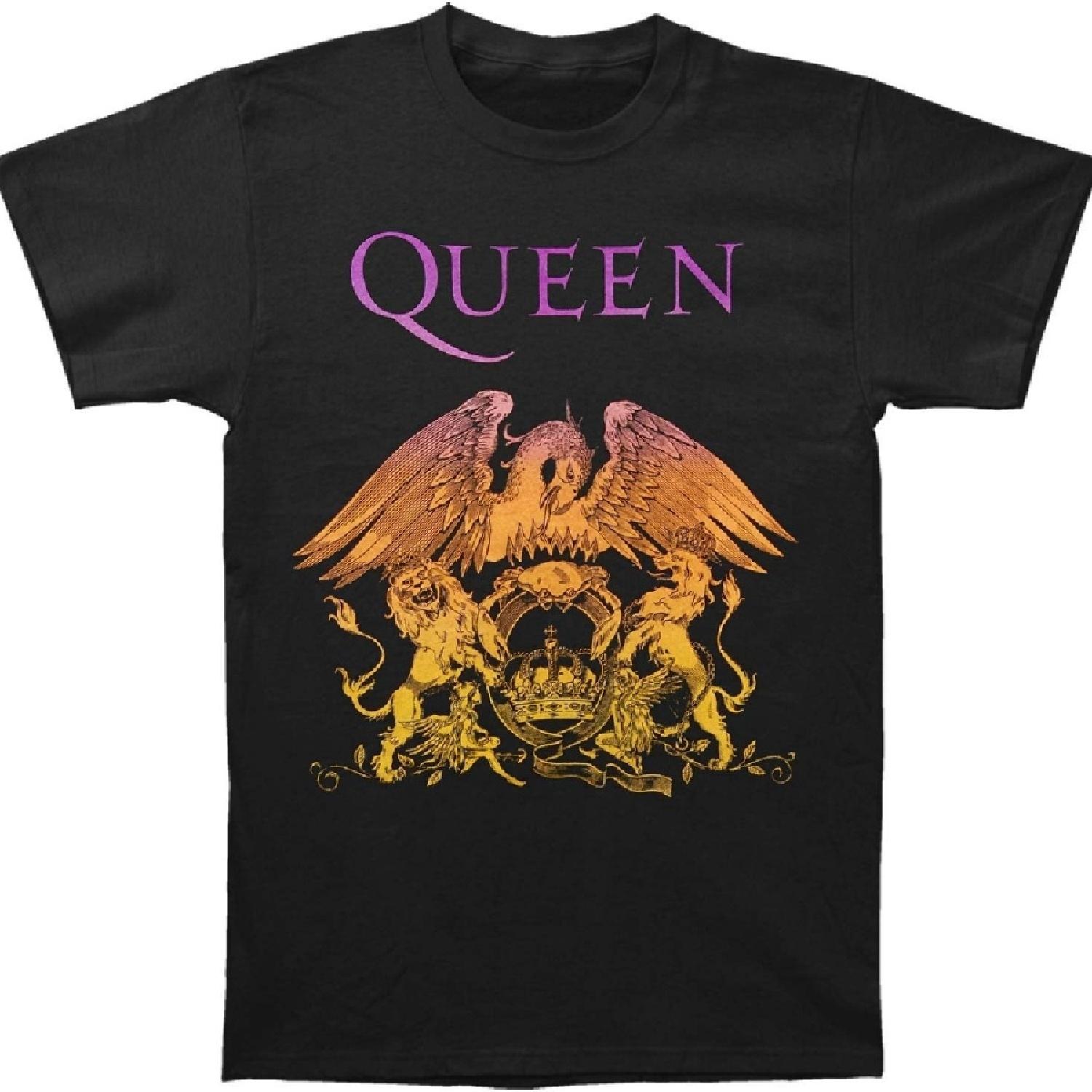 Мужская футболка с градиентным принтом Queen Crest, приталенная, черная S чёрный