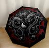 Red Dragon Circle Portable Automatic Umbrella Compact & Durable 8-Rib Design Lightweight Travel Essential Elegant Women's Umbrella