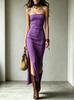 European and American I Pure Desire Wind Tube Top Long Dress, Skin-friendly Elastic Chest Wrap Split Hanging Dress Women's Clothing Women's Summer