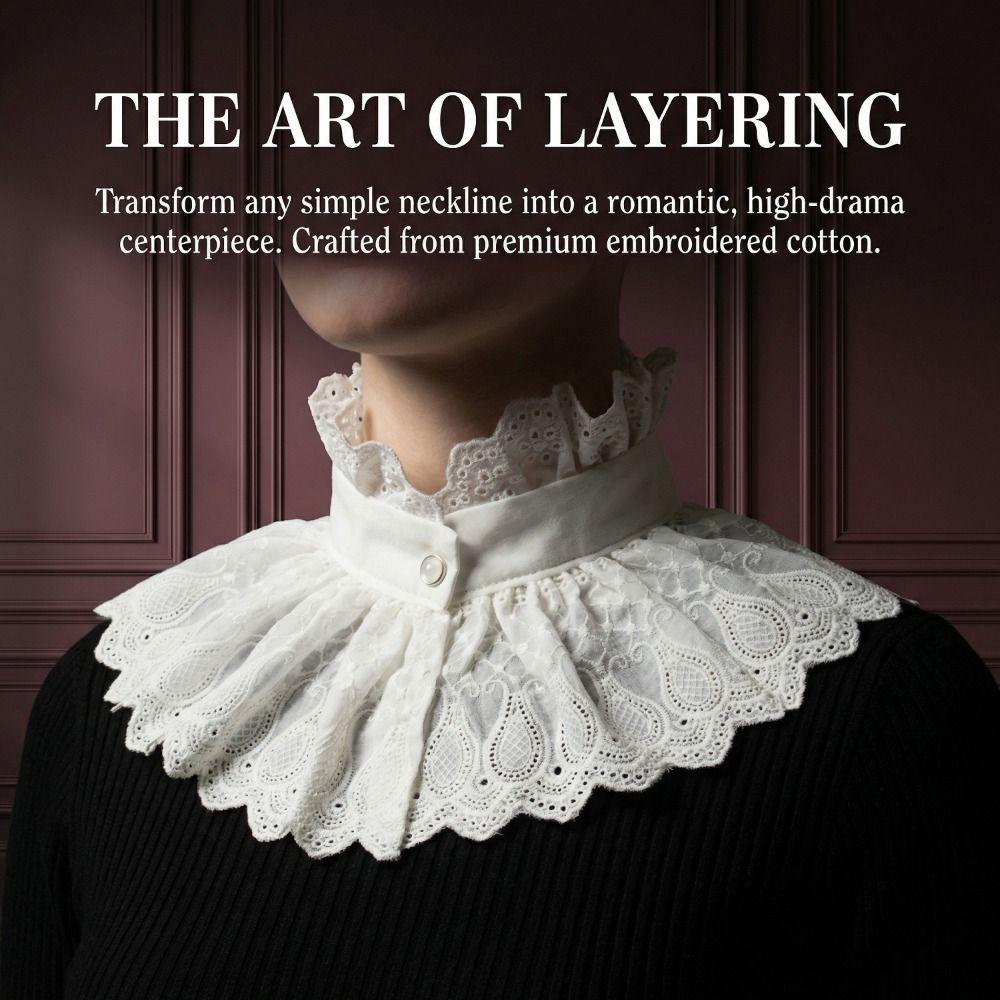 High Neck Fake Collar White Cotton Ruffle Collar Removable Detachable Collar  Blouse Decoration