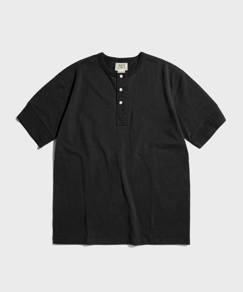 Beulonseun Vintage Short Sleeve Henley Tee Black