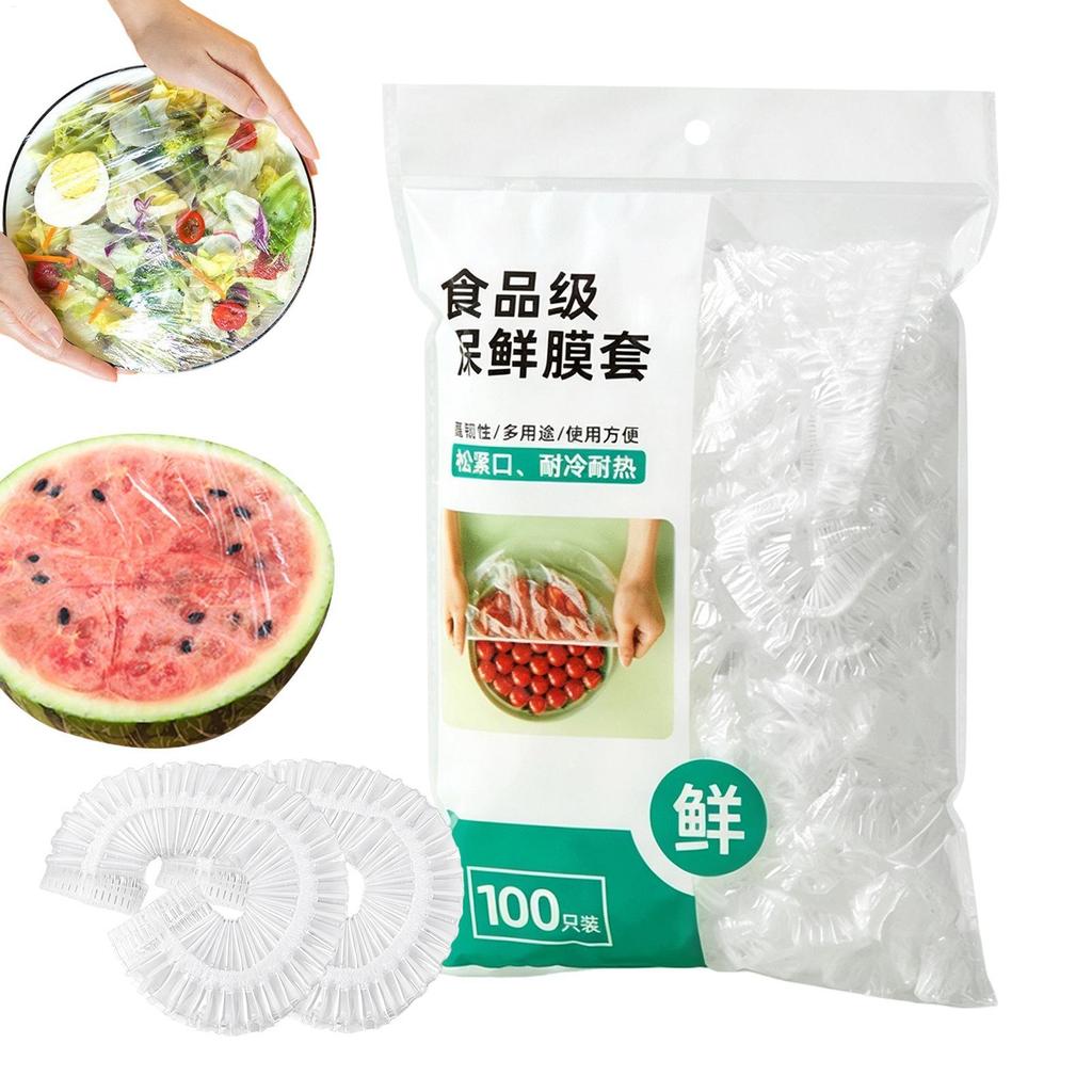 100pcs PE Airtight Reusable Elastic Food Covers Bowl Wrap for Sourdough Fruit Dough Leftover Home Outdoor Meal Prep Bowl Cover