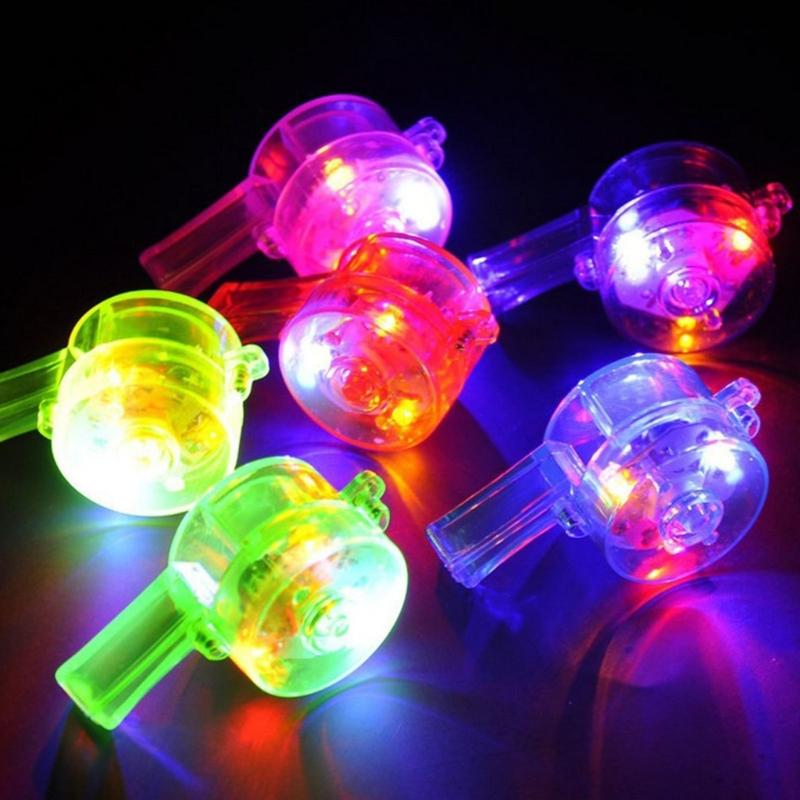 Vibranted LED Light Up Whistles 6 Pack Plastic Cheering Tools for Night Event Festival Celebration