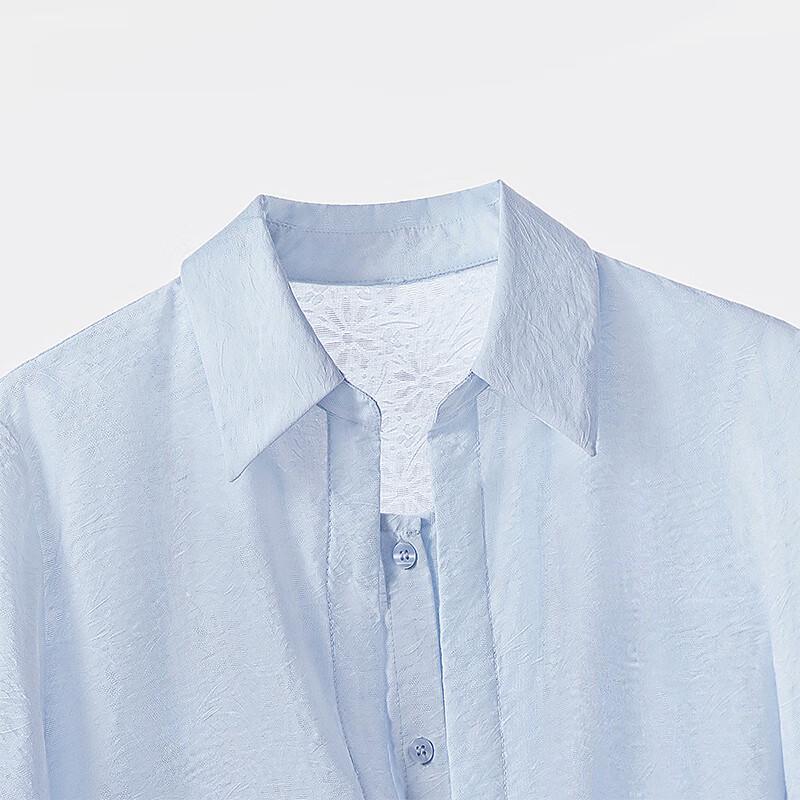 Women's Faux Two-Piece Spliced Lapel Short-Sleeve Shirt