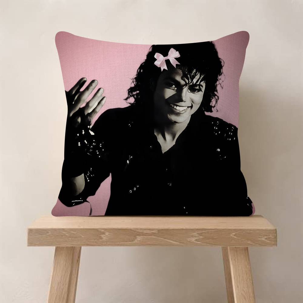 Superster Michael J-Jackson Kussenhoes Auto Plaid Kussenhoes Voor Bank Auto Kerstcadeau 40X40Cm 45X45Cm Peach skin 18*18(CM)-1Pcs