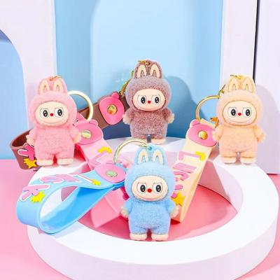 Niedlicher Labubu Puppen Schlüsselanhänger Flauschig Pvc Spielzeug Ornamente Taschenanhänger Autoschlüsselanhänger Weihnachtsgeschenke