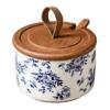 Porcelanowa solniczka z pokrywką i łyżeczką, pieprzniczka, pojemnik do przechowywania przypraw na blat, narzędzie kuchenne