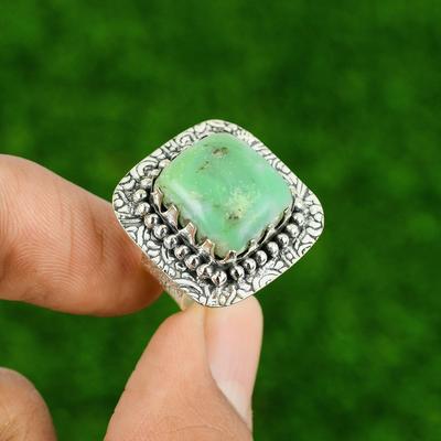 Chrysoprase Stone 925 Sterling Silver Stackable Anniversary Ring Jewelry US 7