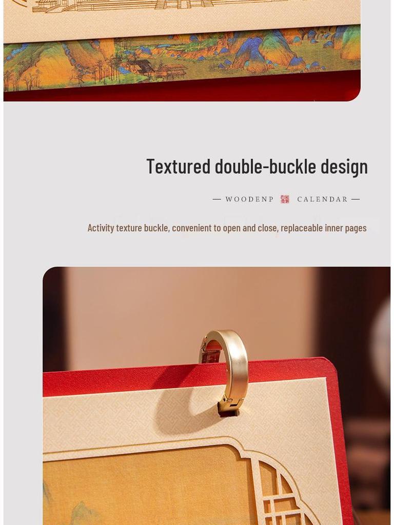 High-End Uhr & Holz-Tischkalender Geschenkbox - Anpassbare Firmengeschenke mit Werbelogo - Ausgabe Jahr des Pferdes